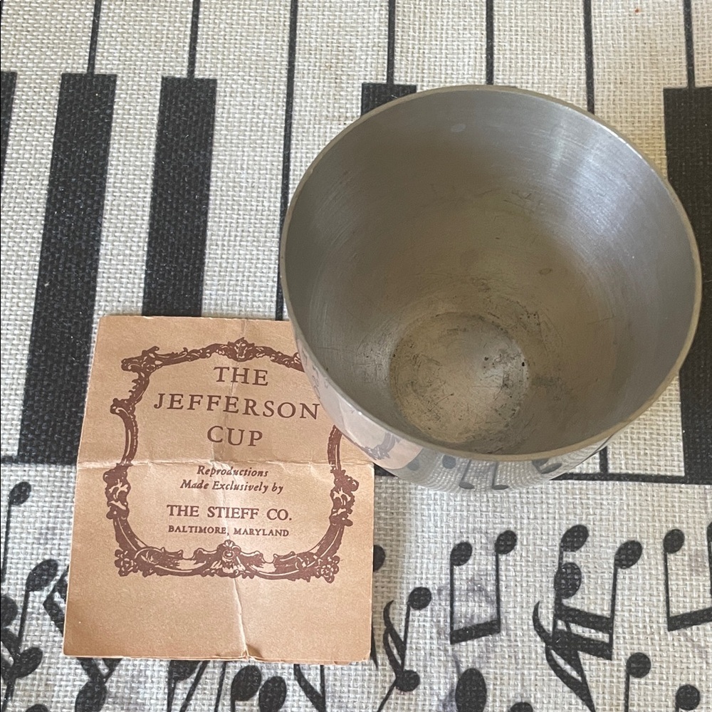 Stieff Pewter P50 Jefferson Cup and Booklet